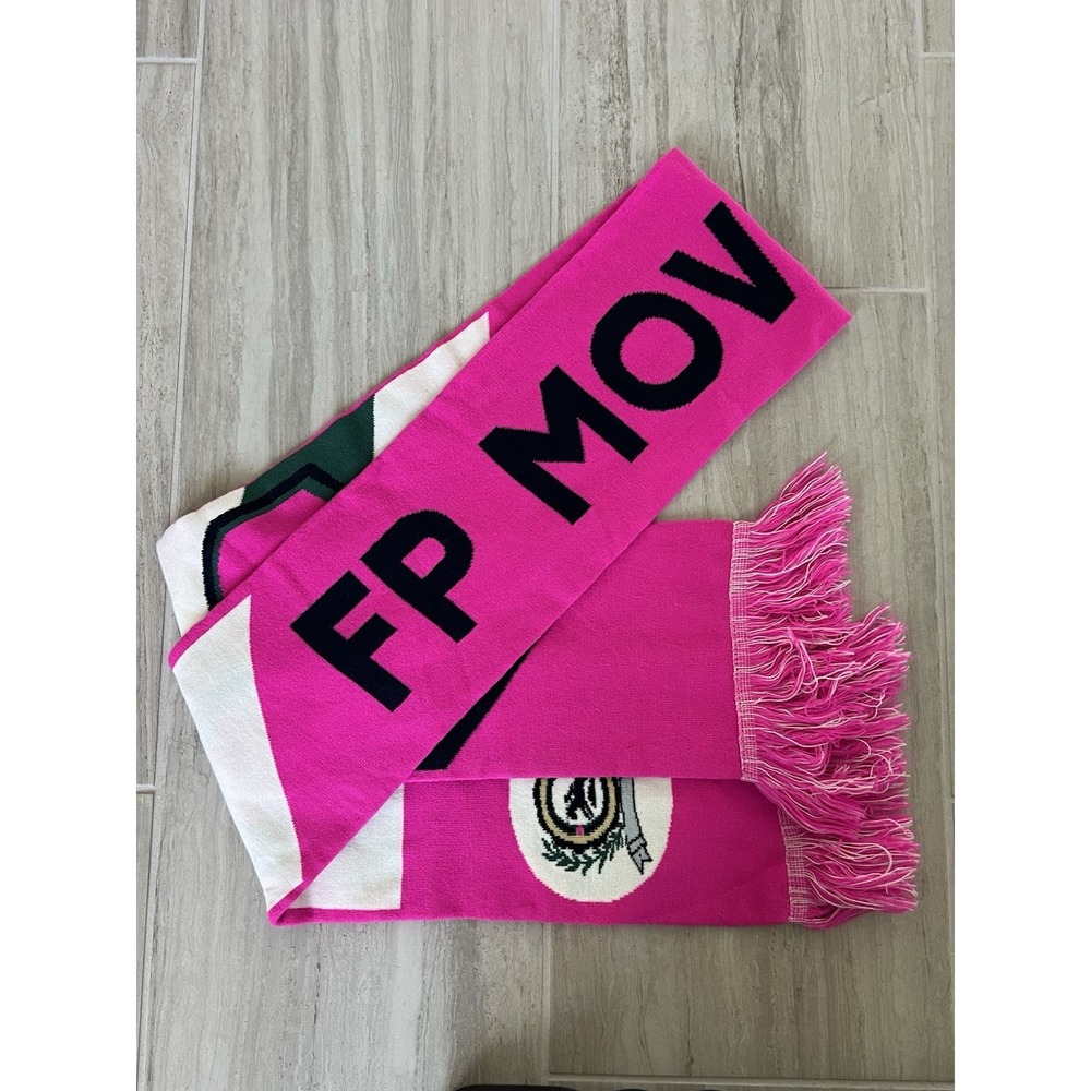 NWT FP Movement Free People Big League Reversible Knit Scarf Candy Pink Fringe